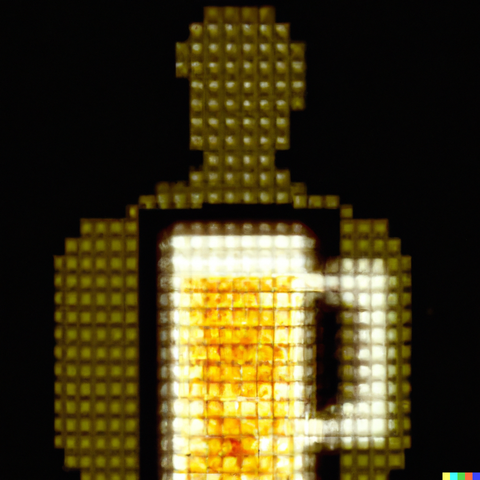 Pixel art of a beer inside a person